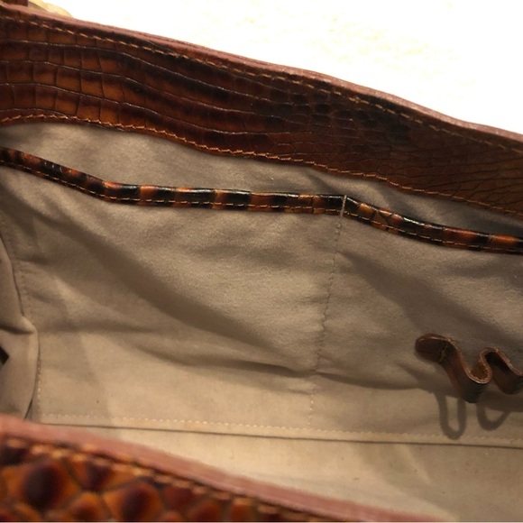 Brahmin Metallic Toasted Almond Crocodile Embossed Leather Shoulder Bag. - Picture 9 of 15